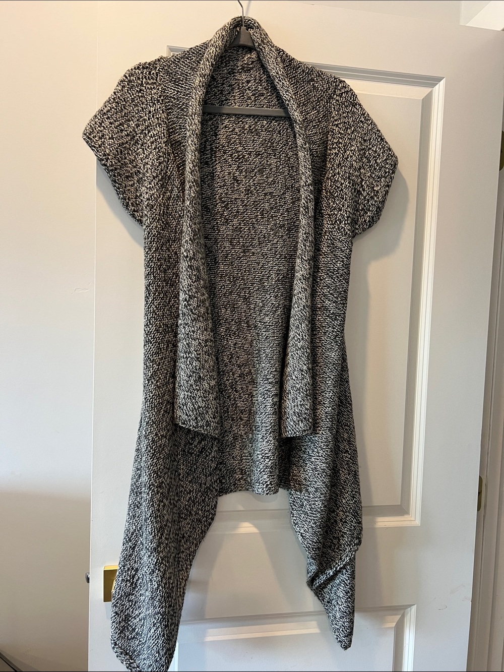 Nordstrom Black & White Open-Front Short Sleeve Draped Cardigan